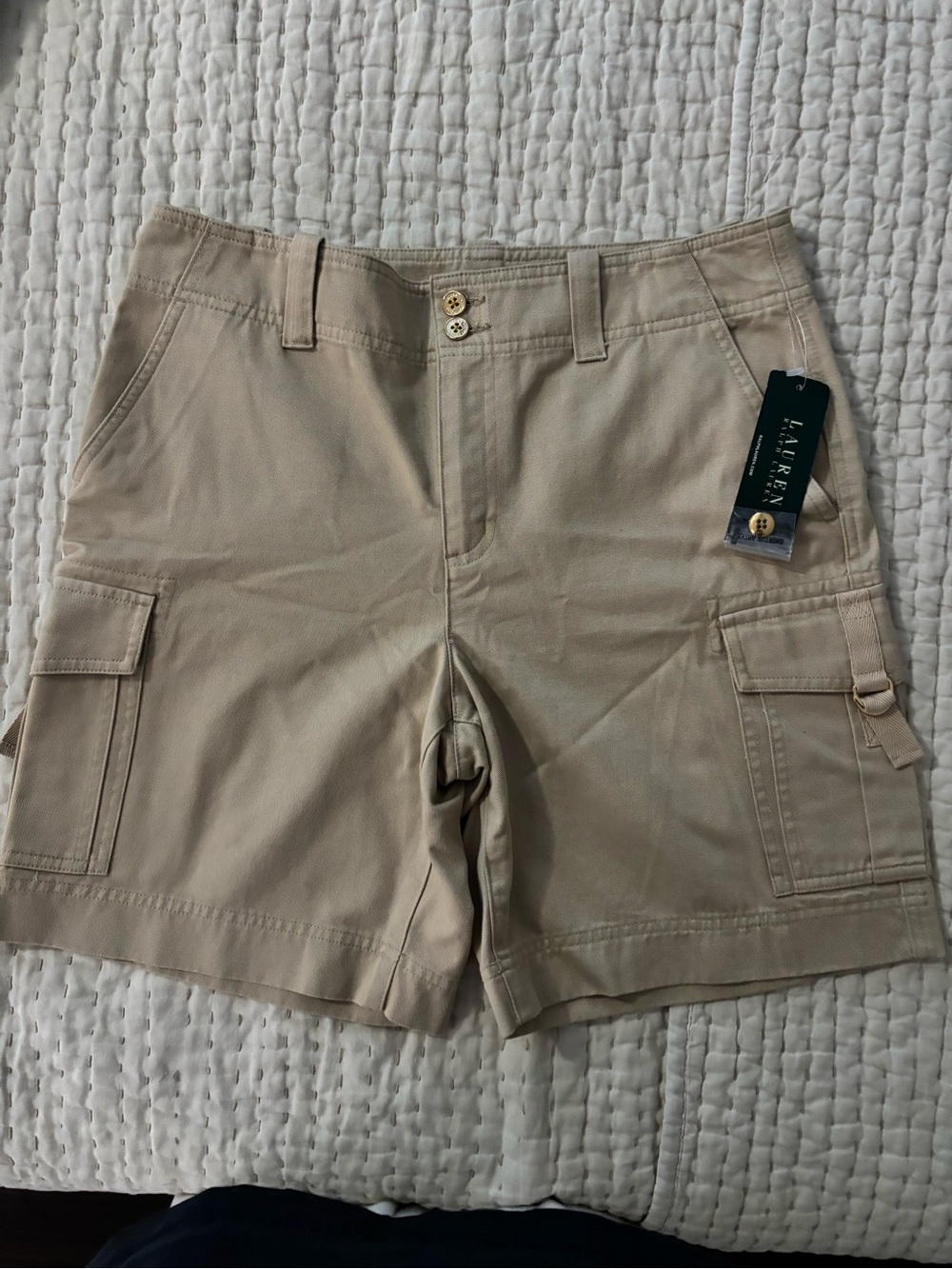 Ralph Lauren Beige/Tan Cargo Shorts with Utility Pockets